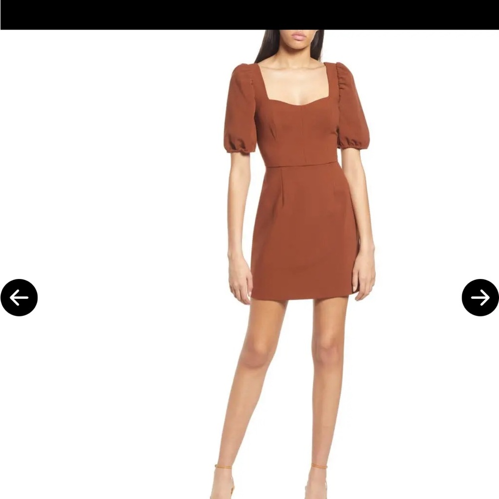 French Connection Rust Puff Sleeve Mini Dress